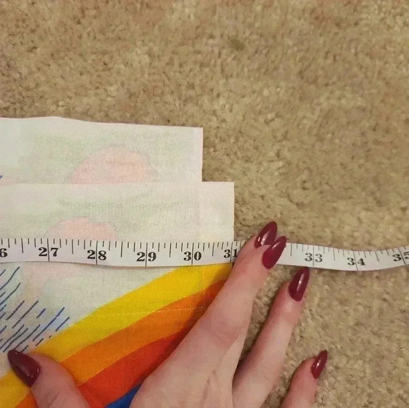 Vintage Disney Set Of 4 Curtains Rainbow Clouds Donald Duck Mickey Mouse #P290 - Picture 6 of 6